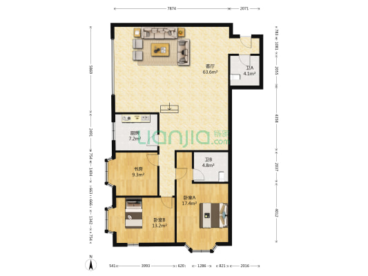 雾都大厦 3室1厅2卫 155平方