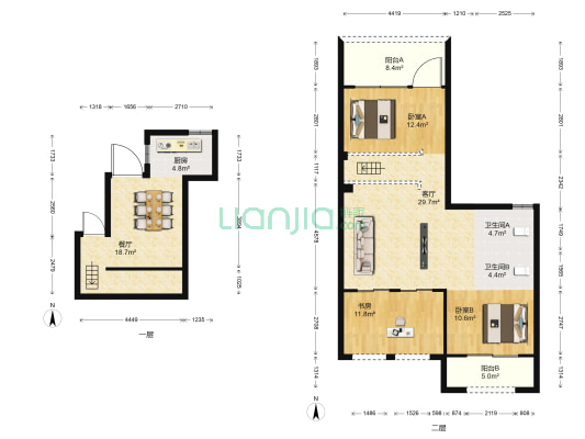 世茂上游墅二期 3室2厅2卫 117平方