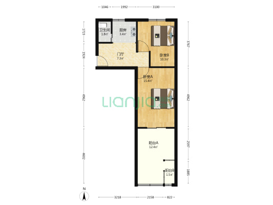 换新楼 2室0厅1卫 50平方
