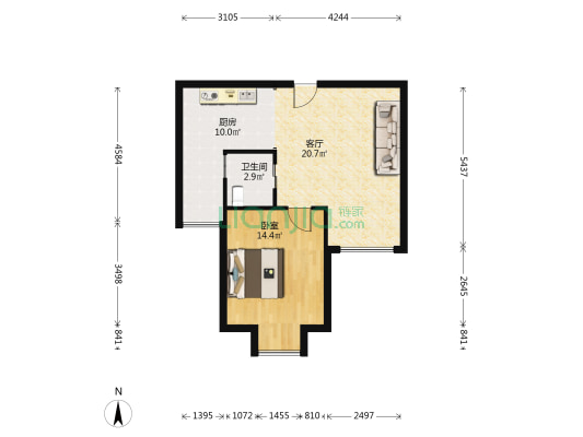 金海苑南区 1室1厅1卫 66平方