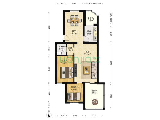 吉祥里西区 2室2厅1卫 79平方