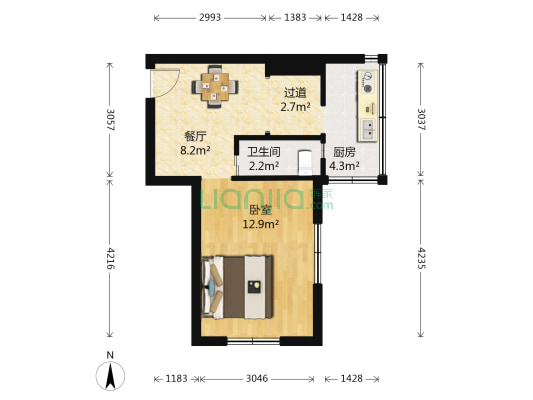 更新巷（大菜市商圈） 1室1厅1卫 39平方