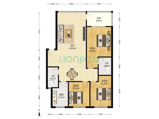 金马圆 3室1厅2卫 122平方