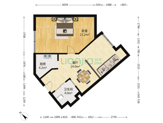 嘉悦广场 1室1厅1卫 99平方