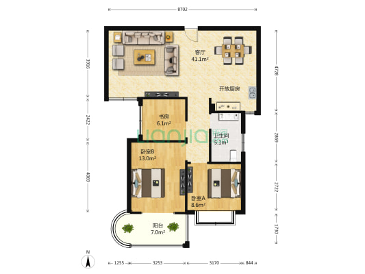 中山壹品 3室1厅1卫 110平方