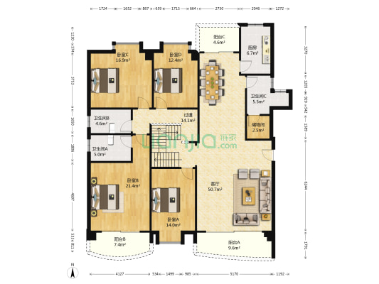 芙蓉苑 4室1厅3卫 200平方