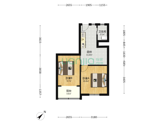 许昌路900号 2室0厅1卫 46平方
