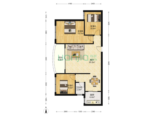 花都雅景苑 3室1厅1卫 104平方