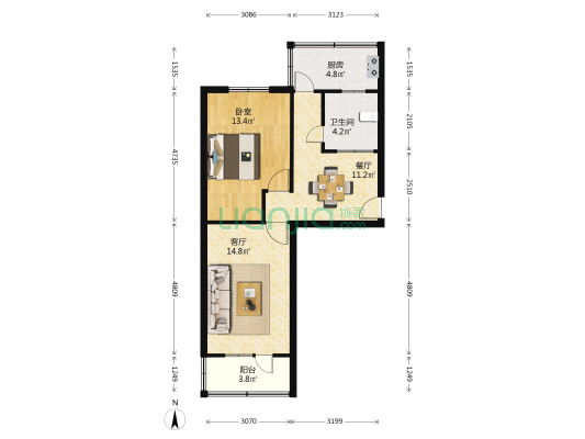 兰州胶鞋厂轻机厂家属院 1室2厅1卫 55平方