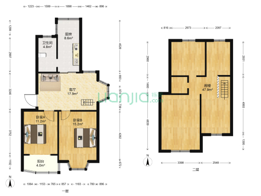 天印花园 2室1厅1卫 76平方