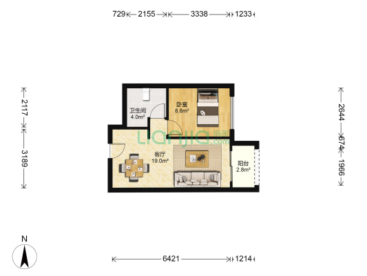 海亮时代ONE 1室1厅1卫 54平方