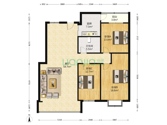 畅通花园 3室1厅1卫 160平方