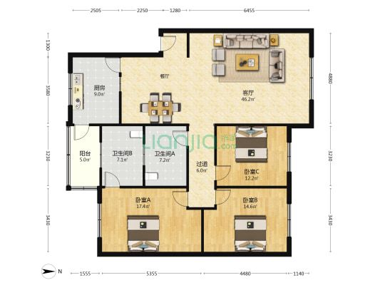 新泰西路一巷41号 3室1厅2卫 142平方