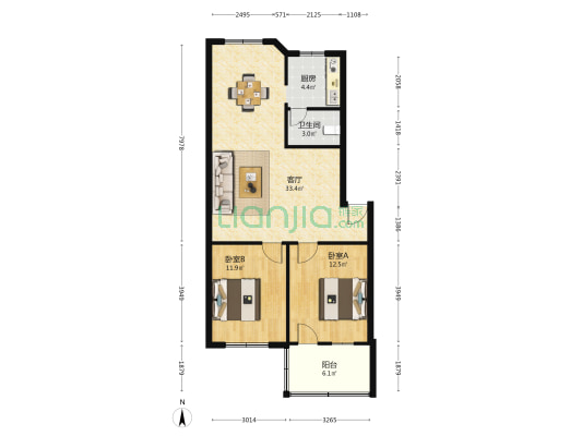 府前路社区 2室1厅1卫 85平方