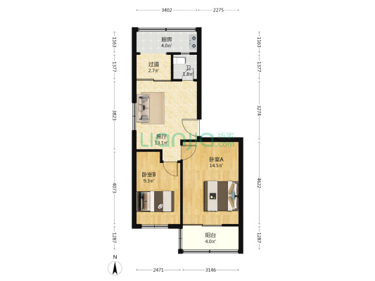 姜寨路财局家属院 2室1厅1卫 53平方