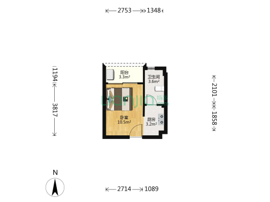 中澳滨河湾七期 1室0厅1卫 32平方
