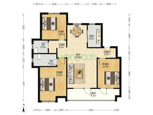 书香泮城·东园 3室1厅2卫 118平方