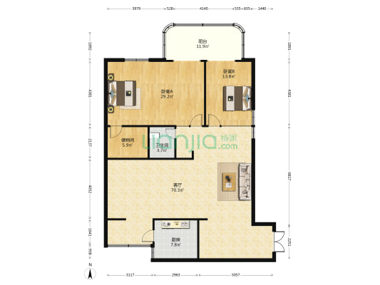 锦绣福城 2室1厅1卫 182平方