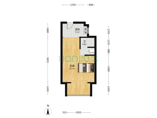 山河印象 1室0厅1卫 50平方