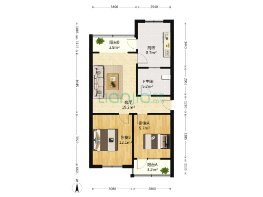 油港二路 2室1厅1卫 77平方