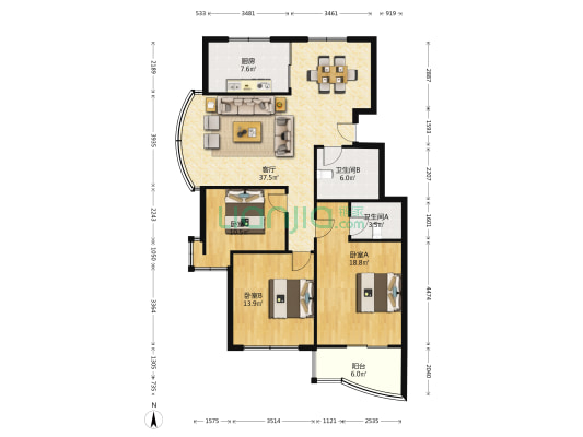 红树林花园 3室1厅2卫 127平方