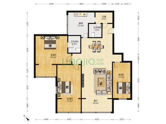 锦里西路127号 3室1厅2卫 139平方