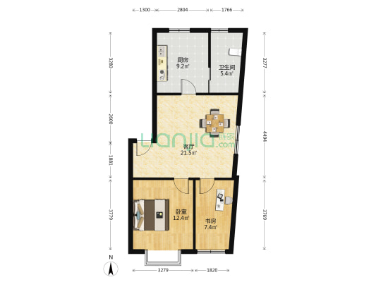 下罗商贸城 2室1厅1卫 65平方
