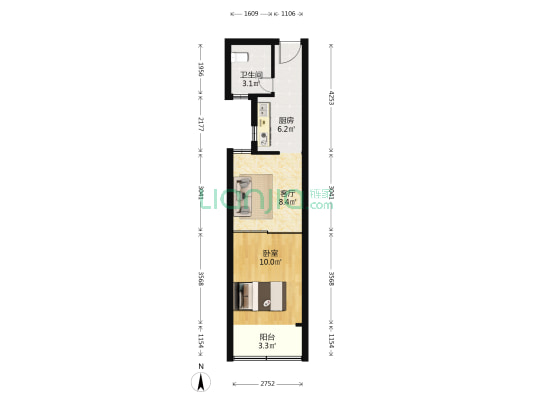 华航小区 1室1厅1卫 40平方