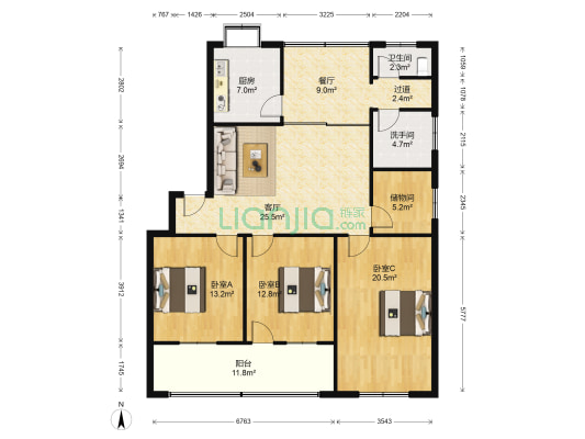 气象局家属院 3室2厅2卫 143平方