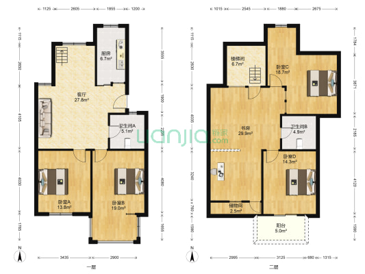 金丰阳光 5室1厅2卫 156平方