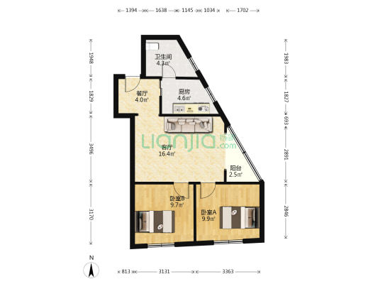 江南大道65号 2室2厅1卫 68平方