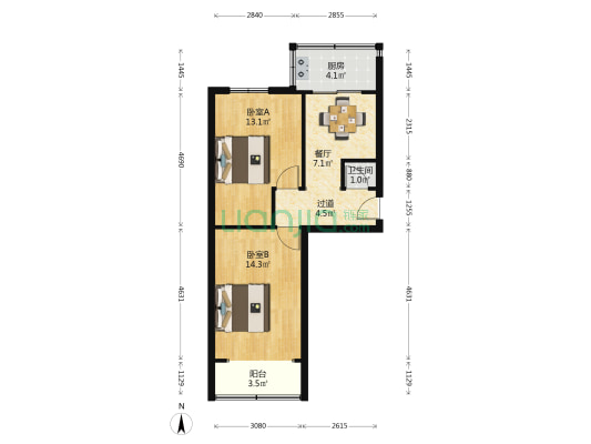 市供销社家属院 2室1厅1卫 55平方