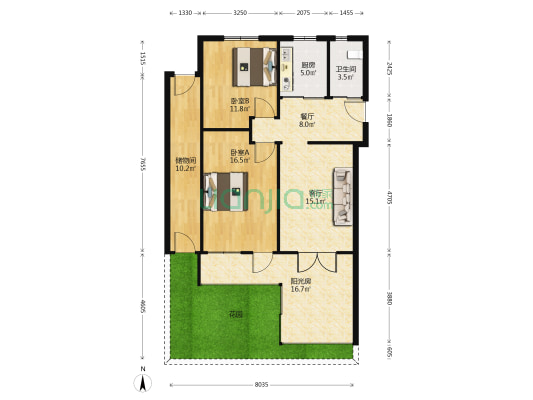 甲辰巷 2室2厅1卫 78平方