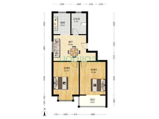 祥瑞花园 2室1厅1卫 80平方