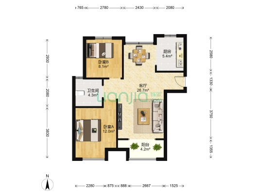 和润雅庭 2室1厅1卫 86平方