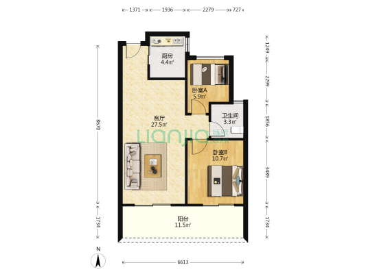 未来城壹号 2室1厅1卫 75平方