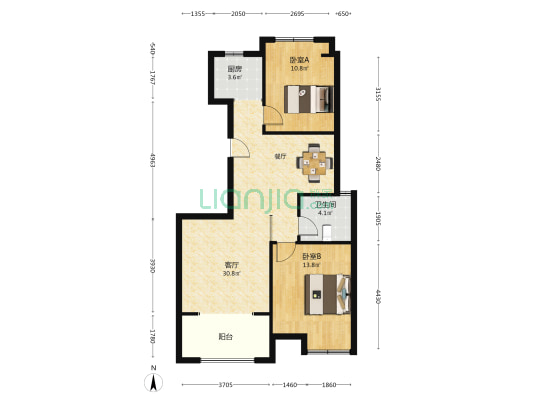 香溪左岸南区 2室1厅1卫 90平方