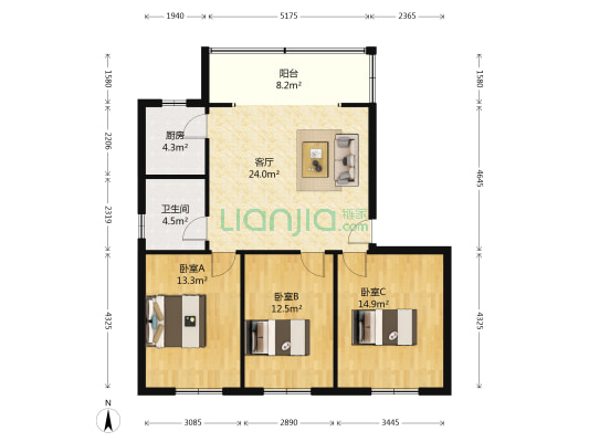 雄楚大道218号 3室1厅1卫 99平方