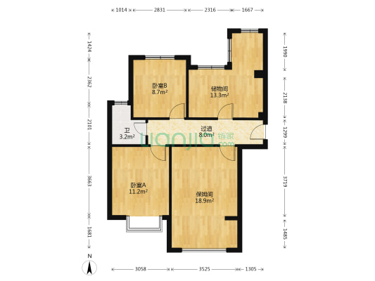 建城西府 2室0厅1卫 98平方