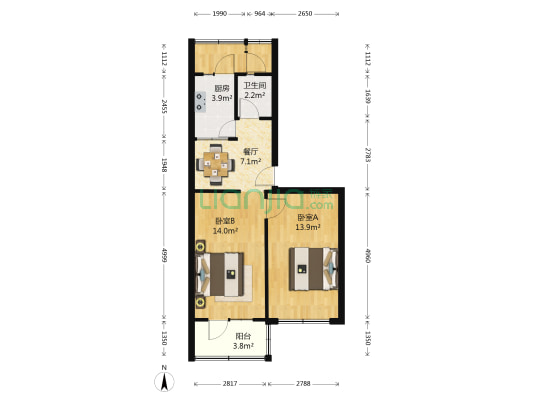 甘肃省农牧公司家属院 2室1厅1卫 57平方