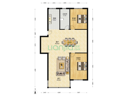 港西中路218号 2室2厅1卫 142平方