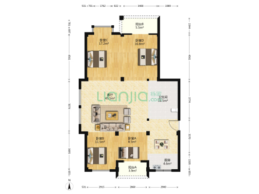 水头镇上林安置地 4室1厅1卫 144平方