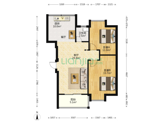 中庚国际华府 2室1厅1卫 84平方
