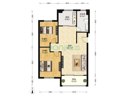 千禧国际三期 2室1厅1卫 101平方