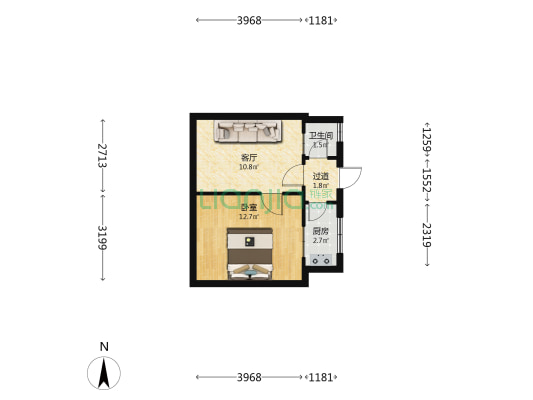 苏曹河西村 1室1厅1卫 28平方