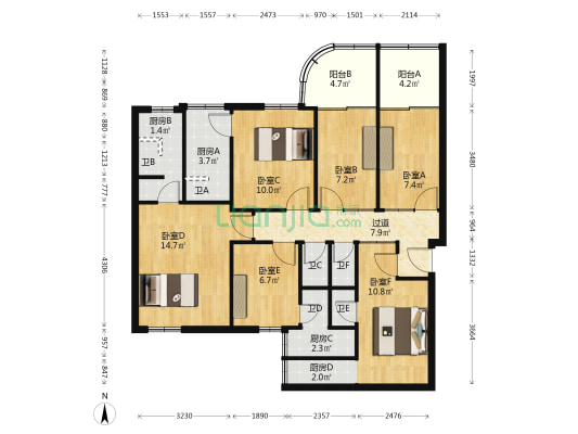 月亮湾花园 6室0厅6卫 103平方