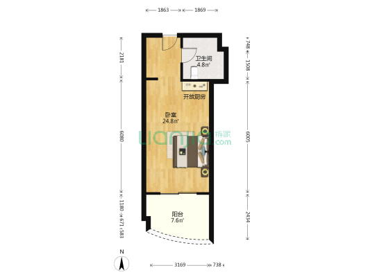 永凯春晖花园 1室0厅1卫 51平方