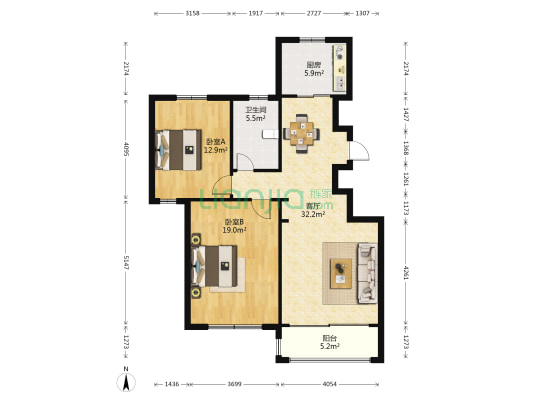 盛源佳苑  2室1厅1卫 105平方