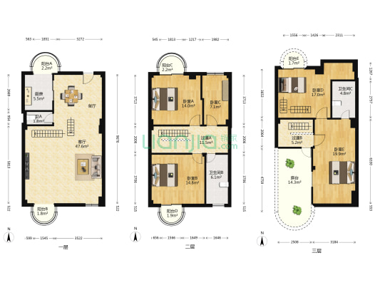 华岳山庄 5室1厅3卫 168平方