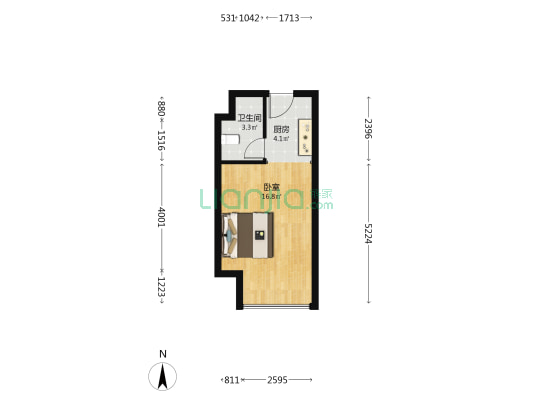 望东国际 1室0厅1卫 35平方